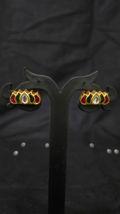Lotus kundan earrings