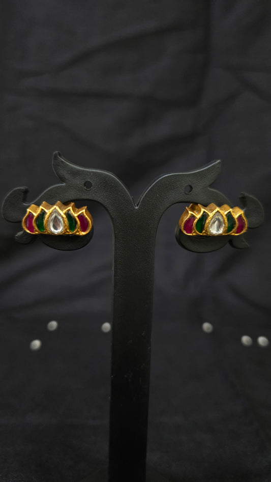 Lotus kundan earrings