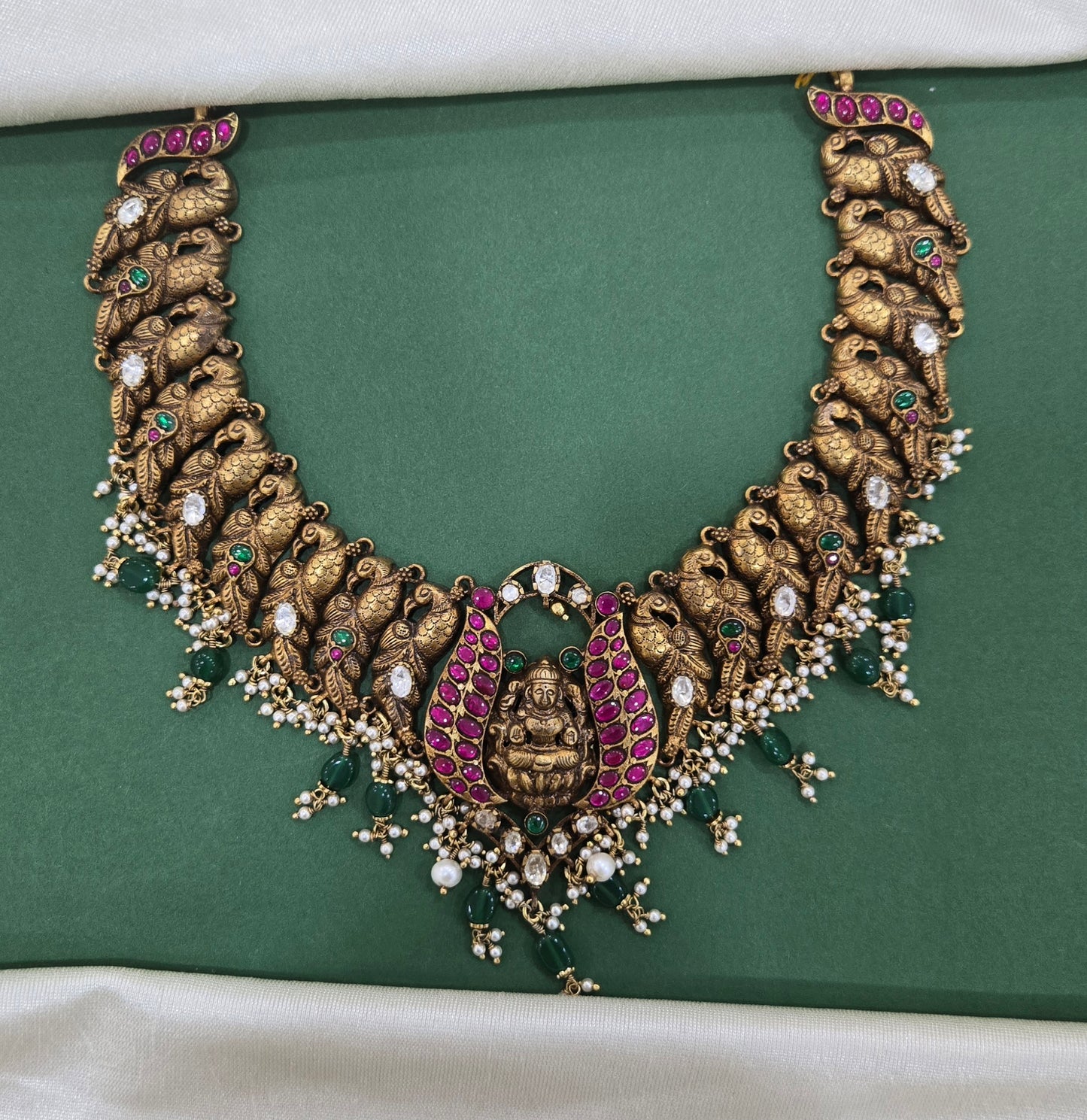 Lakshmi Nakas kundan Necklace with peacock motifs