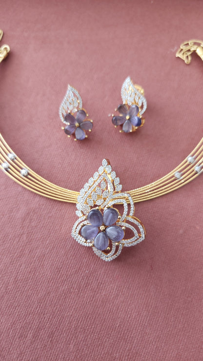 Hasli with lavender stone Victorian pendant set