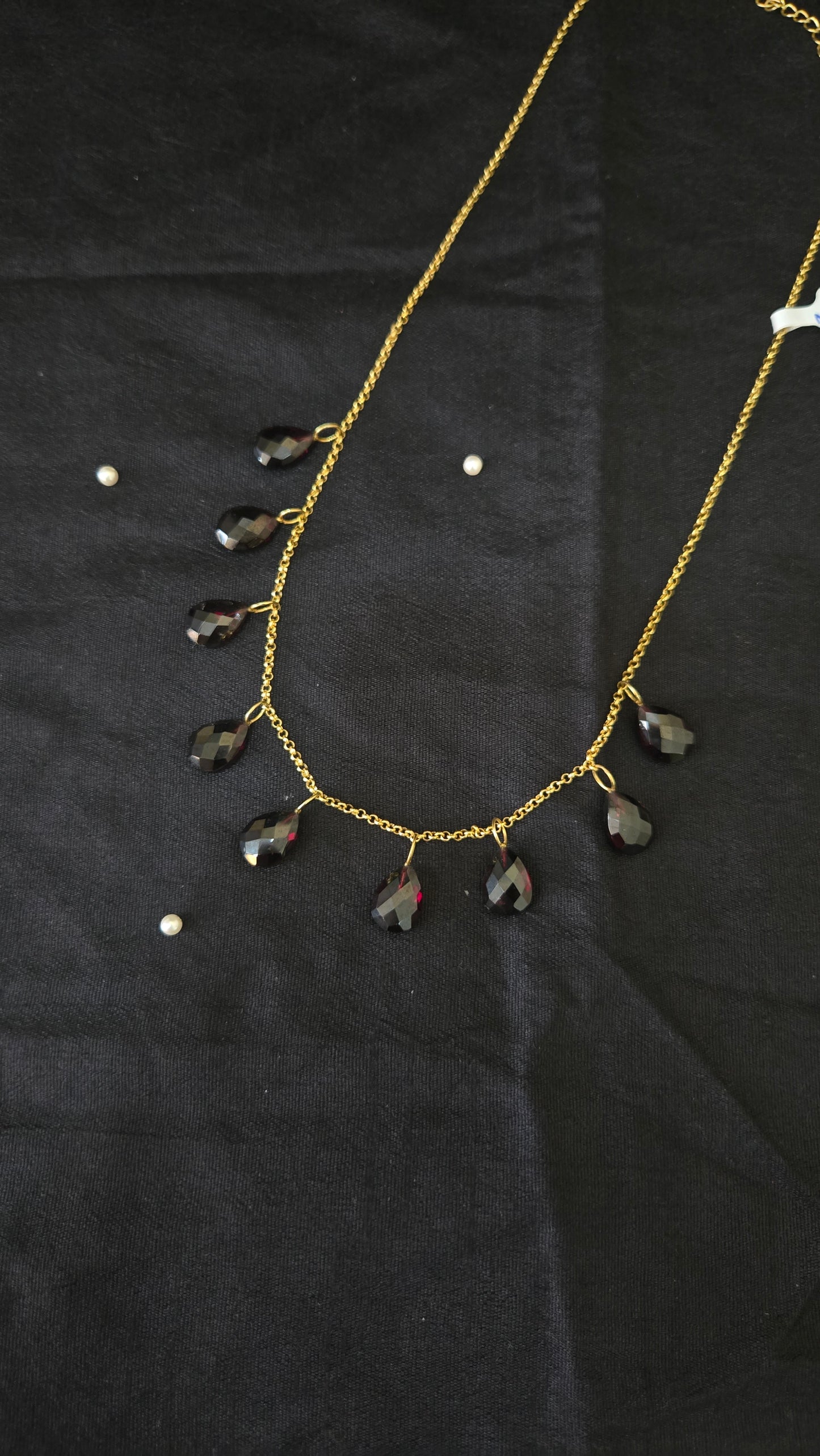 Garnet charms silver chain
