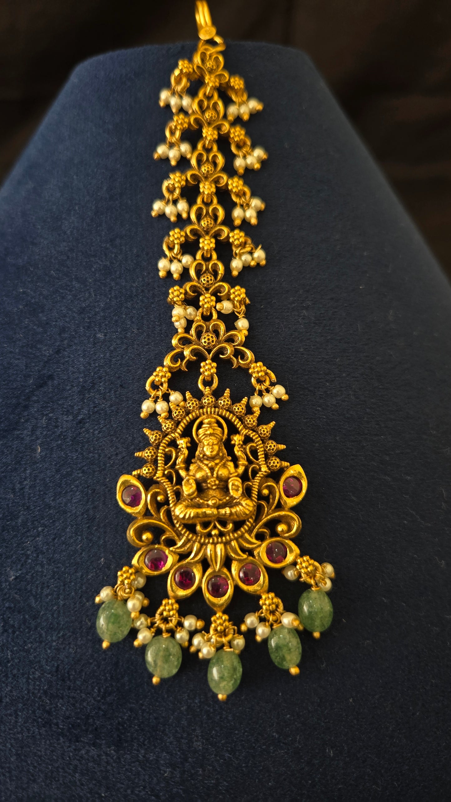 Antique Lakshmi maang tikka with kundan finishing