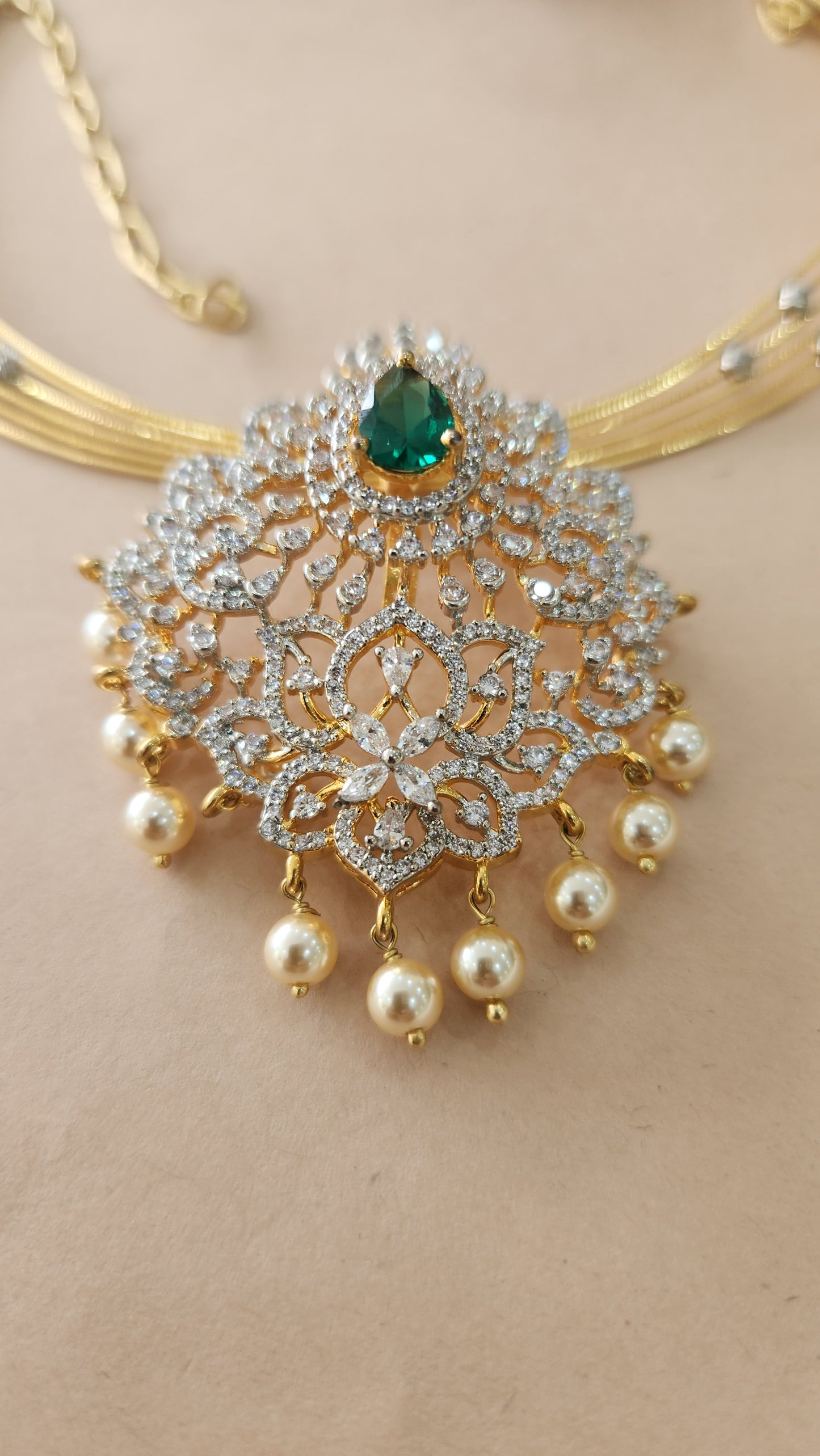 Hasli with CZ 3D Pendant set with earrings