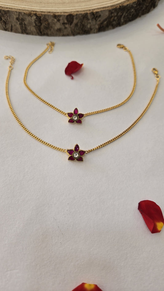 Kundan 925 silver with 24k Gold polish Anklets