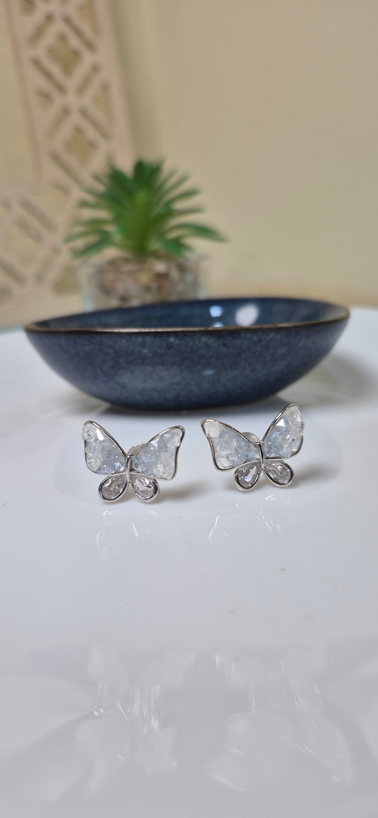 Uncut semiprecious cluster stones butterfly