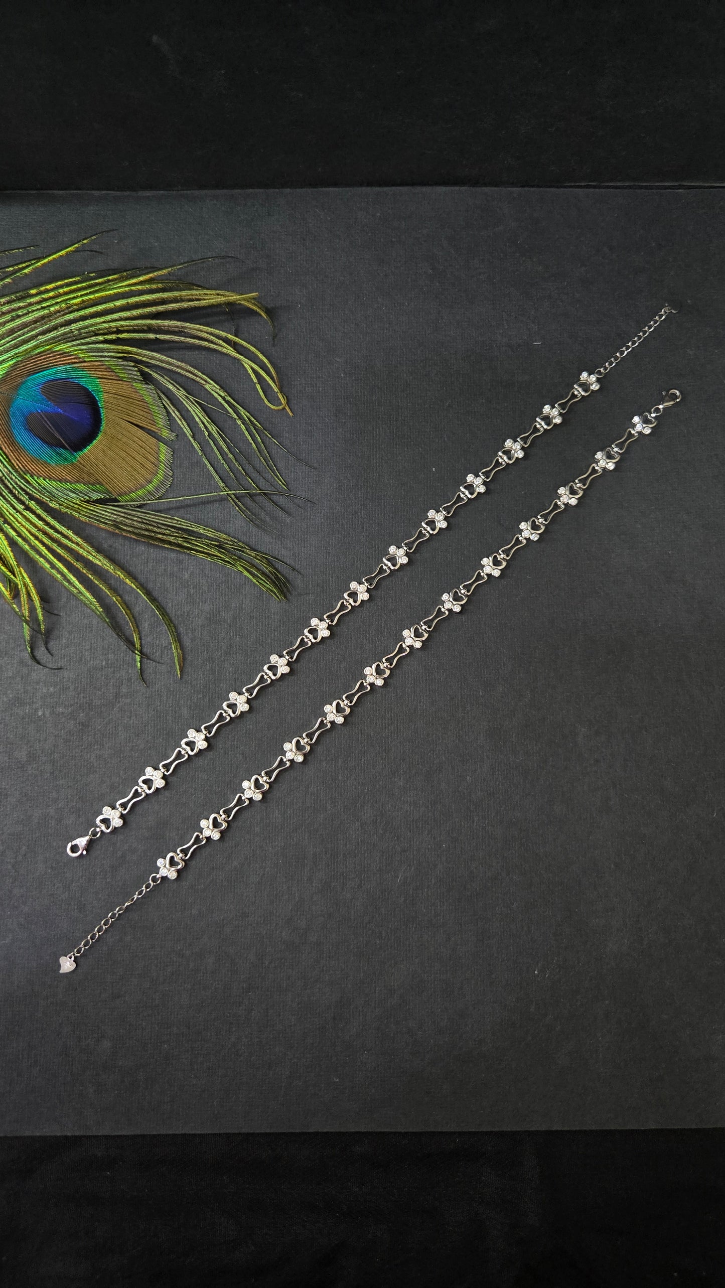 Zircon paw print anklets