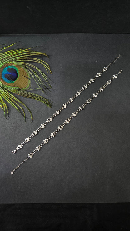 Zircon paw print anklets