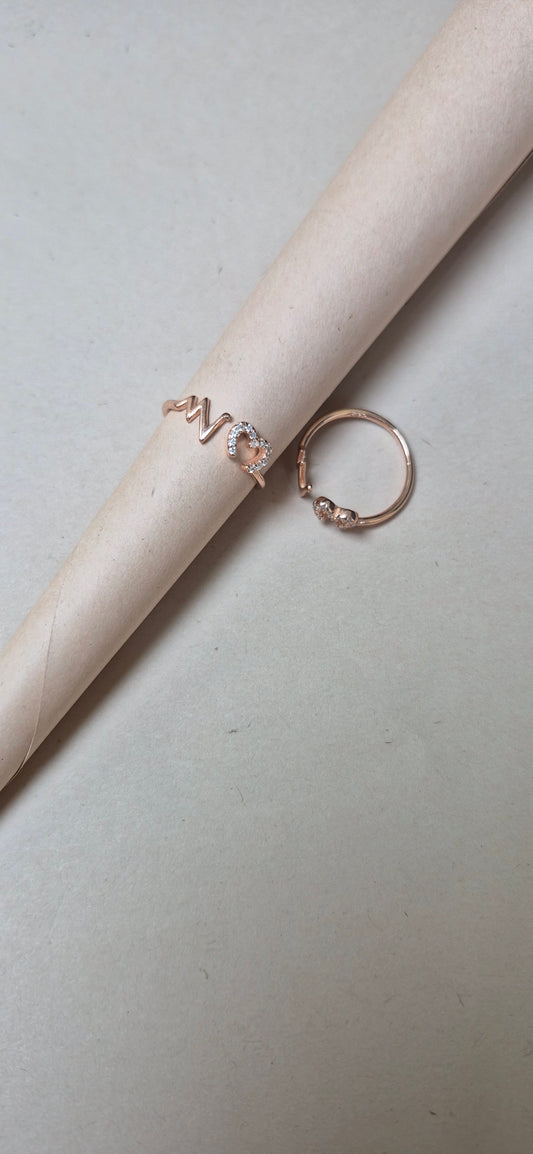 Heart beat rose gold toe ring