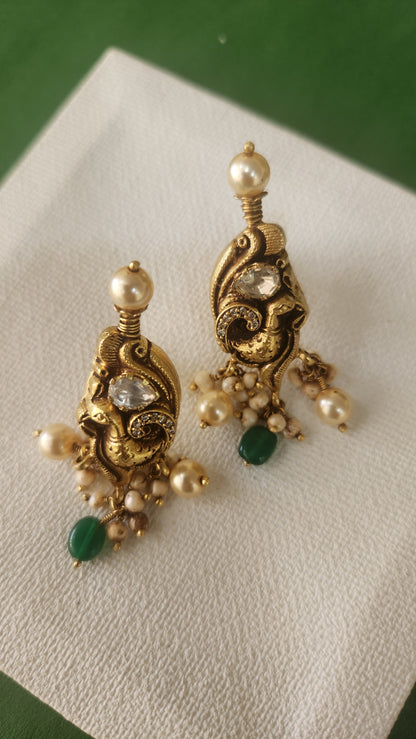 Peacock Motif Nakshi Kundan studs