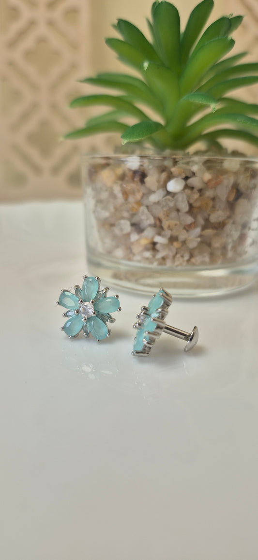 Special stone studs in sky blue