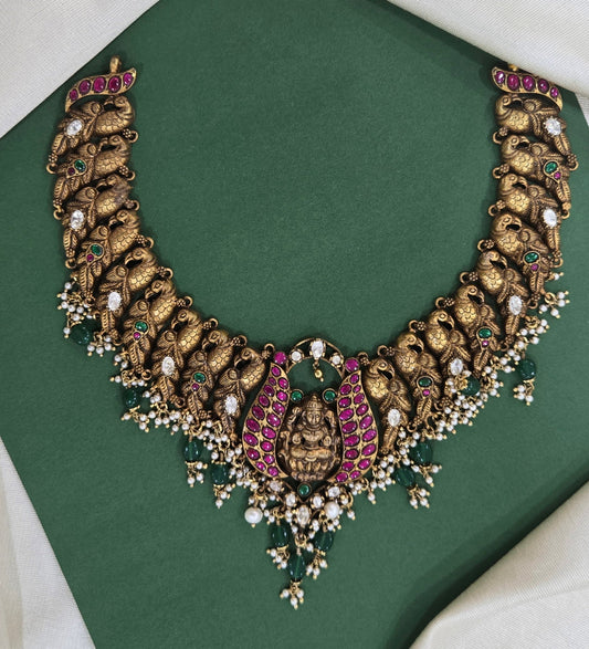 Lakshmi Nakas kundan Necklace with peacock motifs