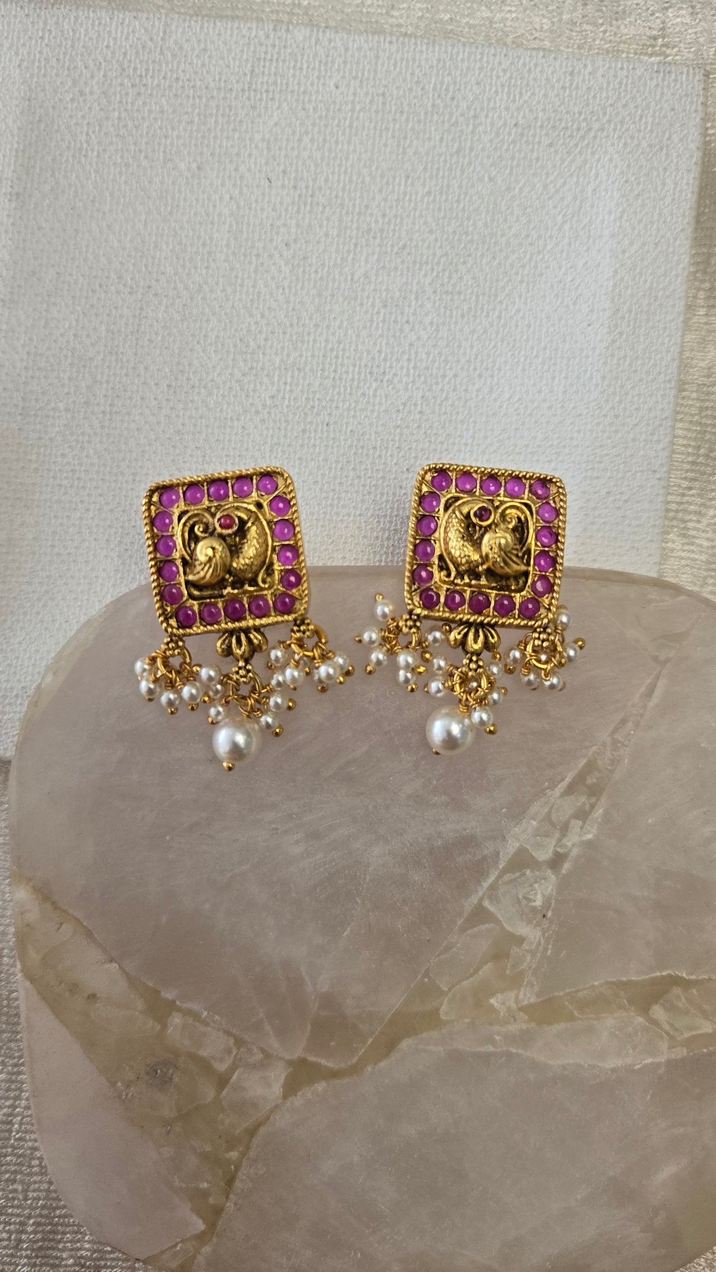 Kundan square stud Earrings