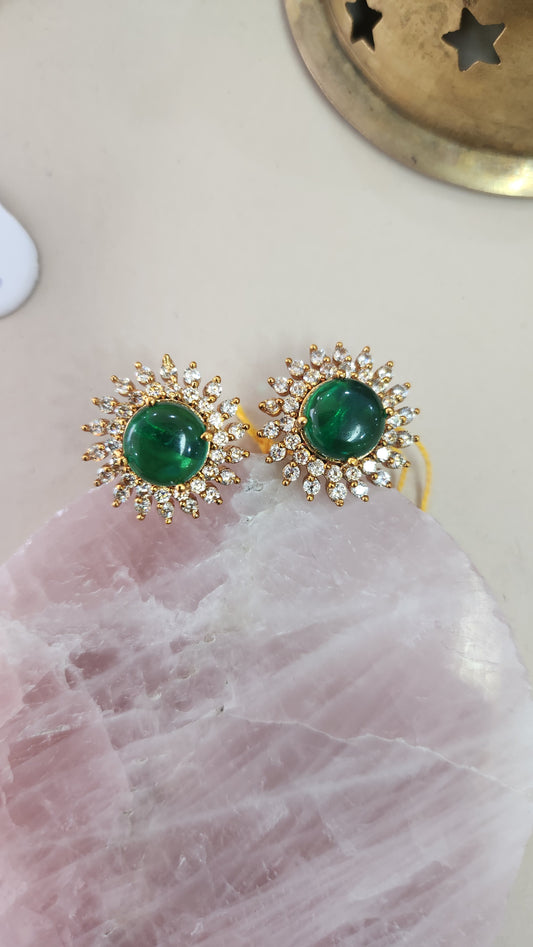 Green stone studs