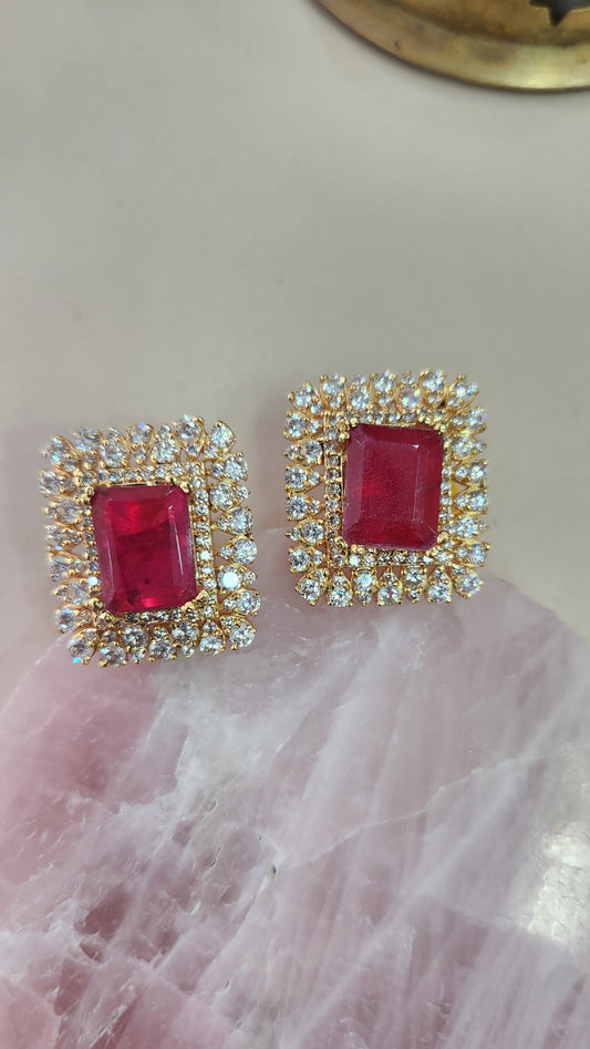 Red stone Studs