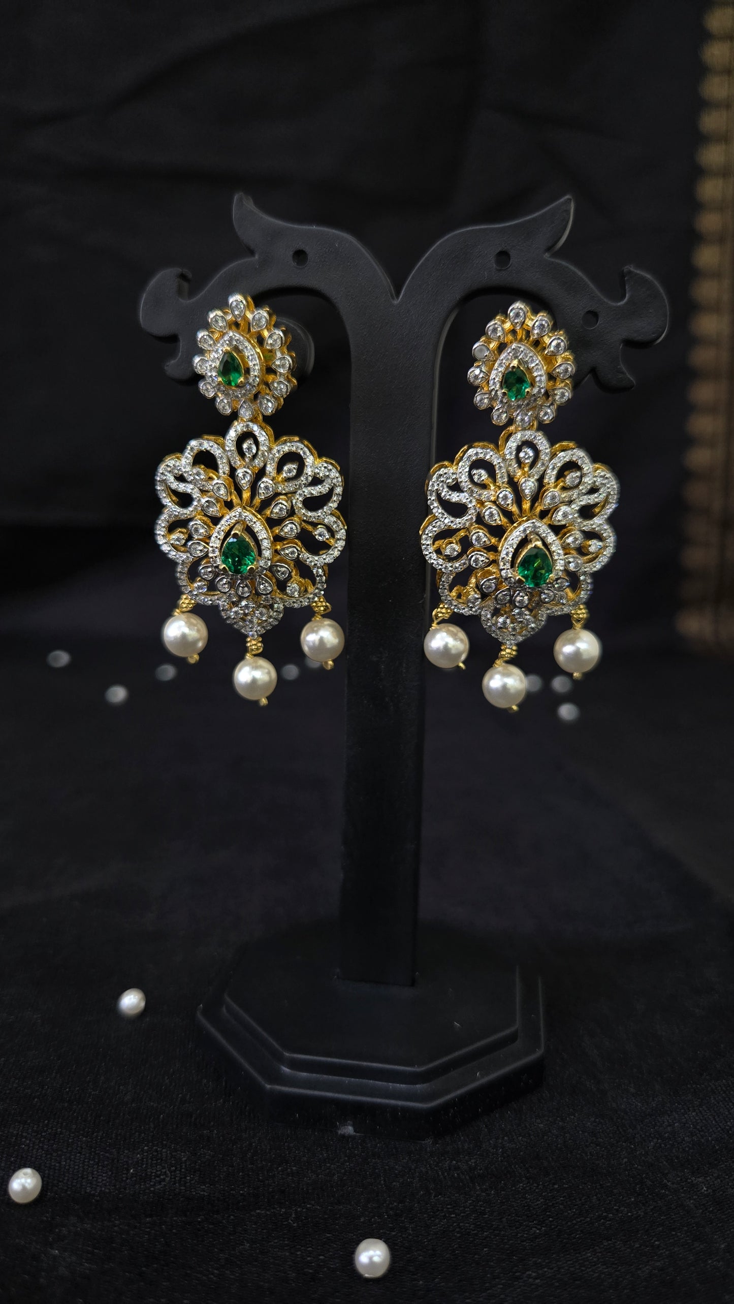 Zircon Earrings with green stones