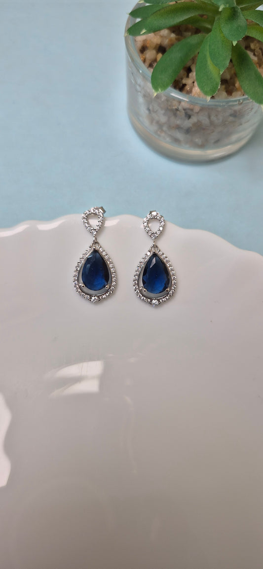Blue stone drops earring