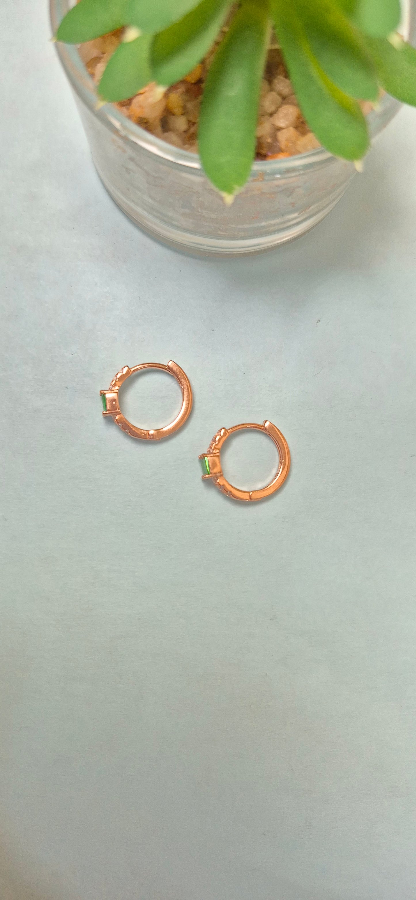 Rose gold Green stone cz bali