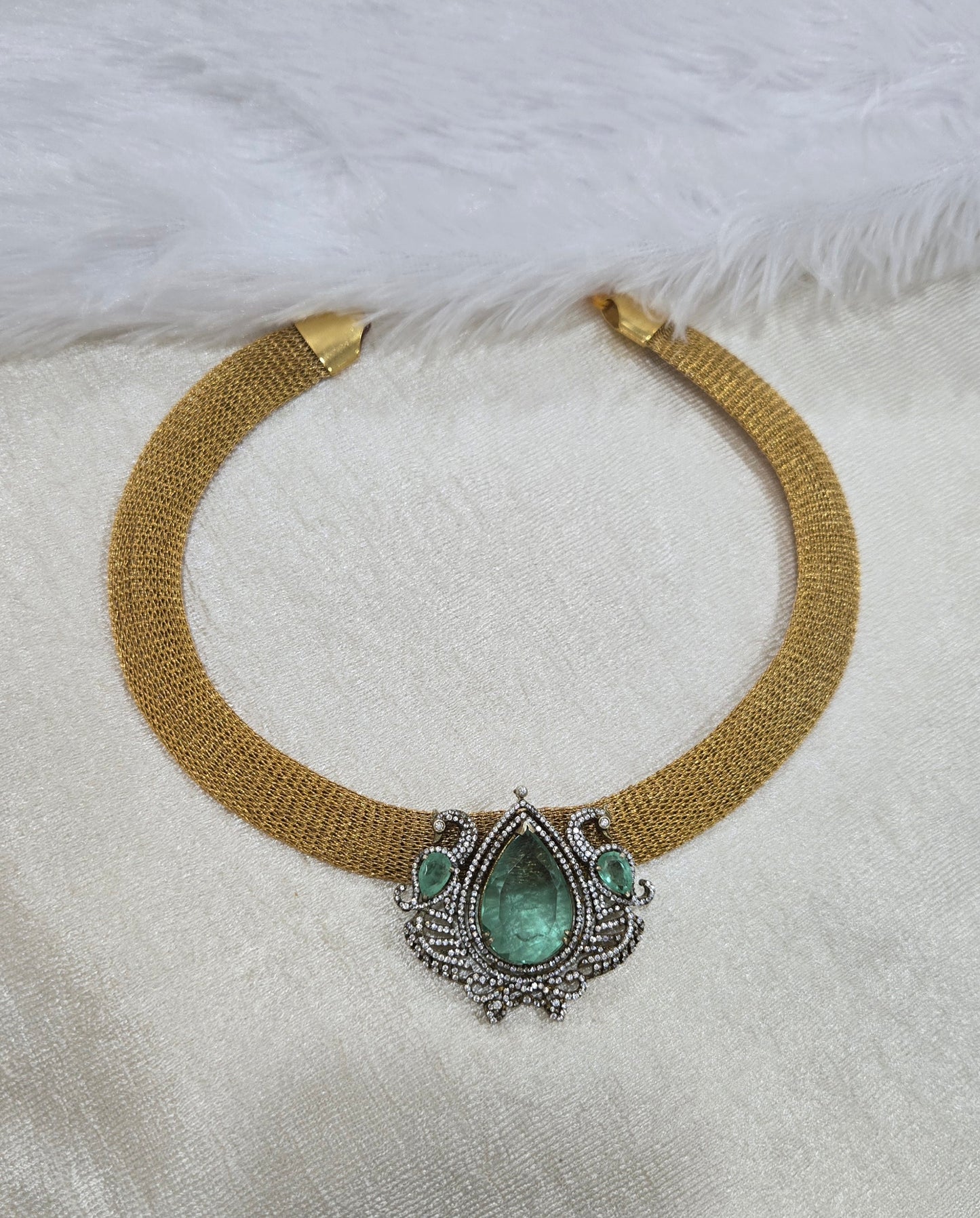 Victorian neckpiece with peacock motifs