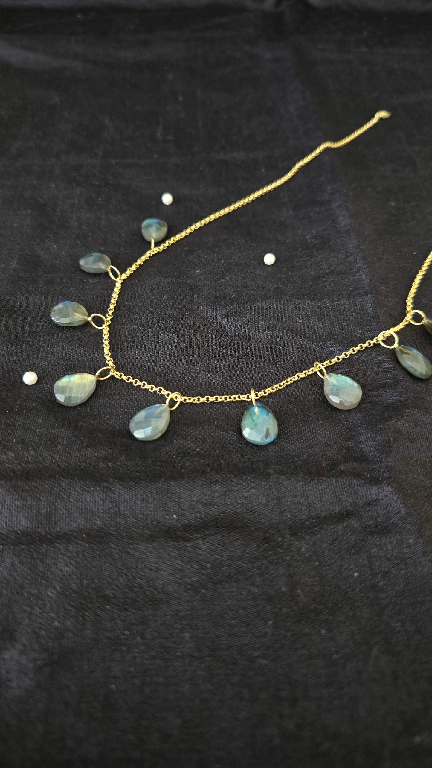 Labradorite silver charms chain