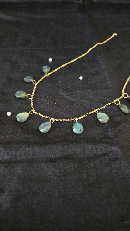 Labradorite silver charms chain