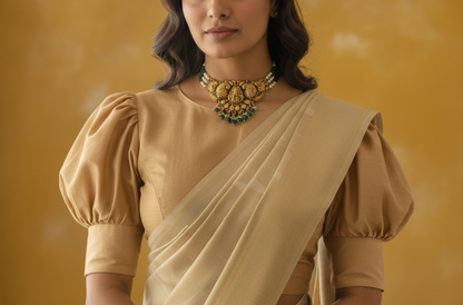 Green Beads with Laxmi Nagas pendant choker necklace