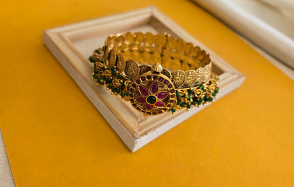 Kasu and kundan bangle contemporary style