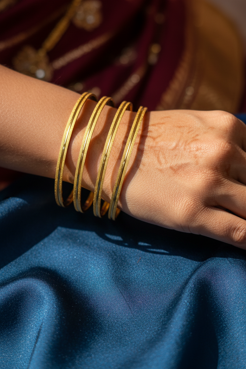 Plain single gold line bangle 2.8
