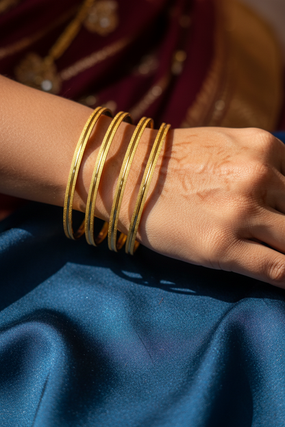 Plain single gold line bangle 2.8