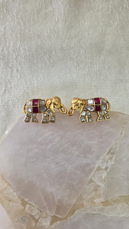 Kundan Elephant stud Earrings