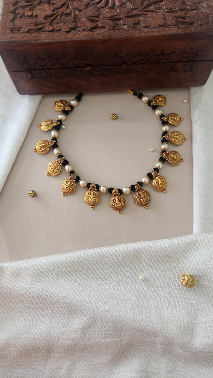 Black thread kasu Necklace