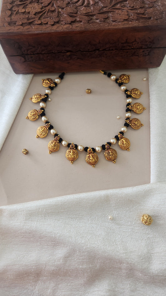 Black thread kasu Necklace