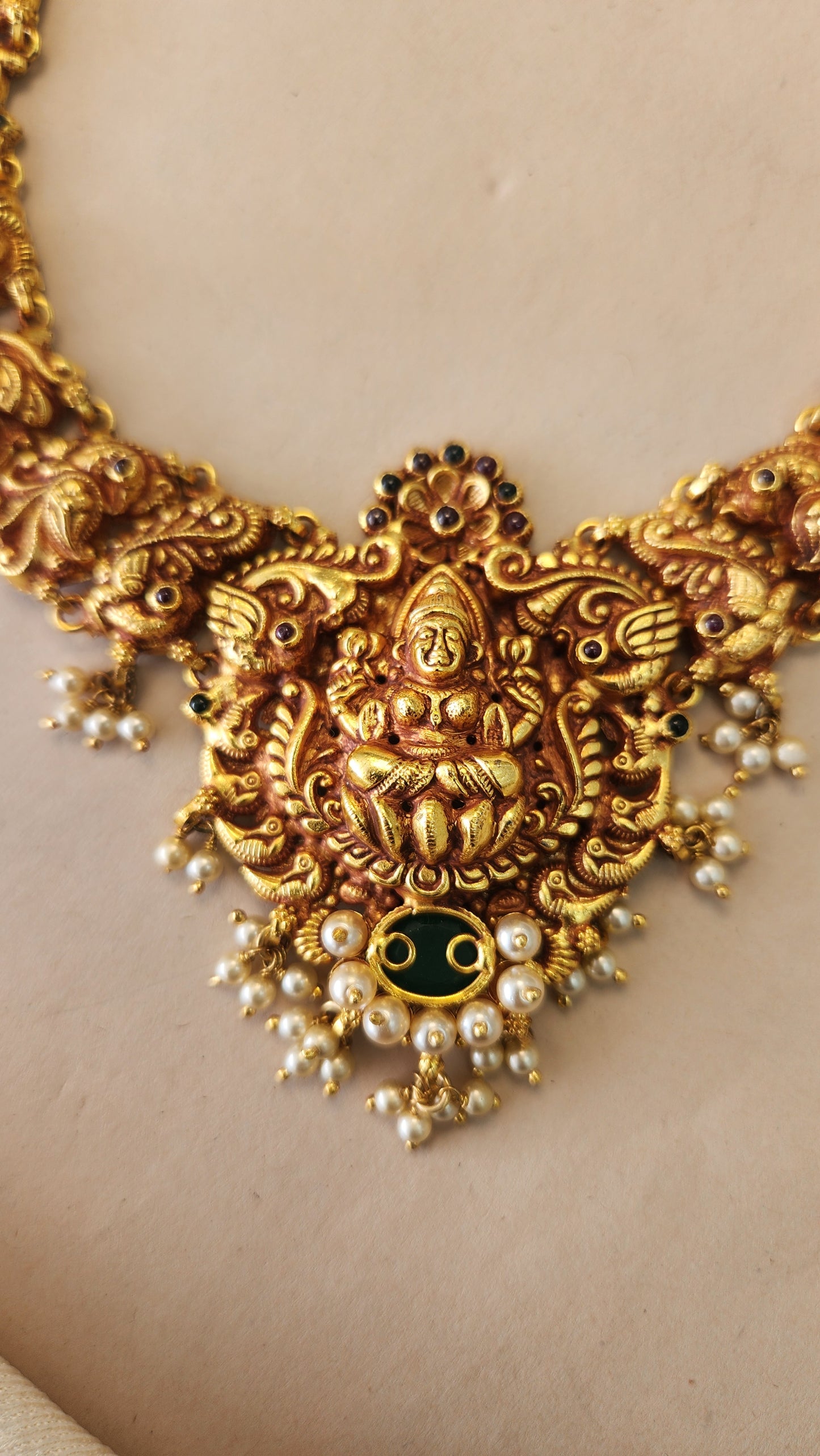 Laxmi Nagas Necklace with pearls drops