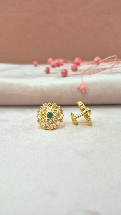 Green CZ stone Stud