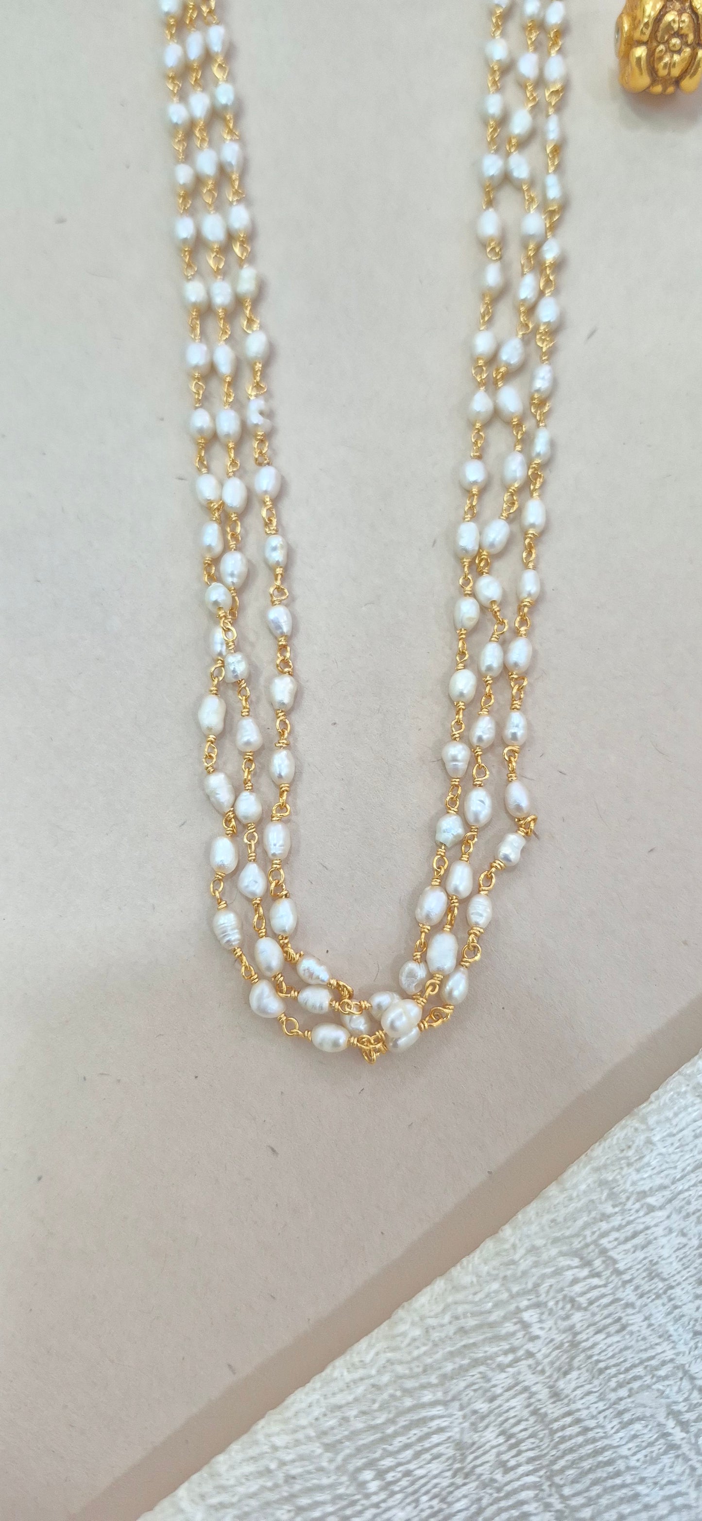 Fresh water pearls 3 layer chain