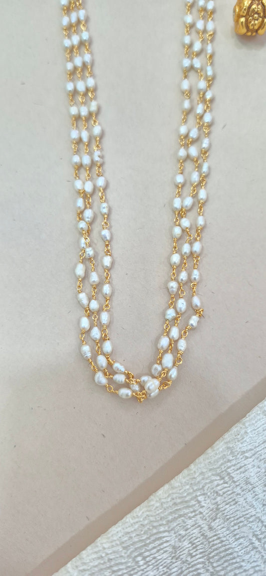 Fresh water pearls 3 layer chain