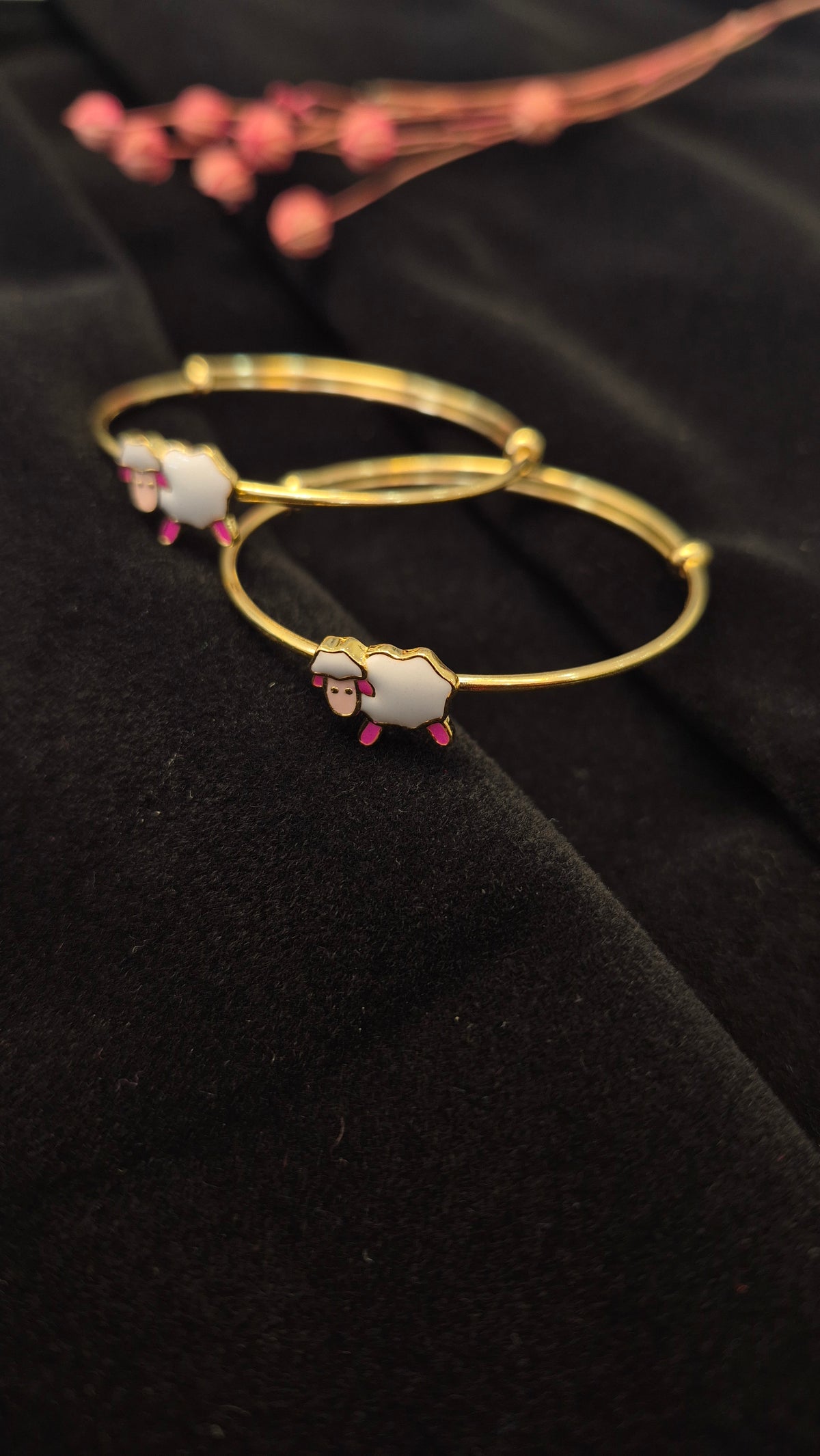 Baby sheep kada on gold polish