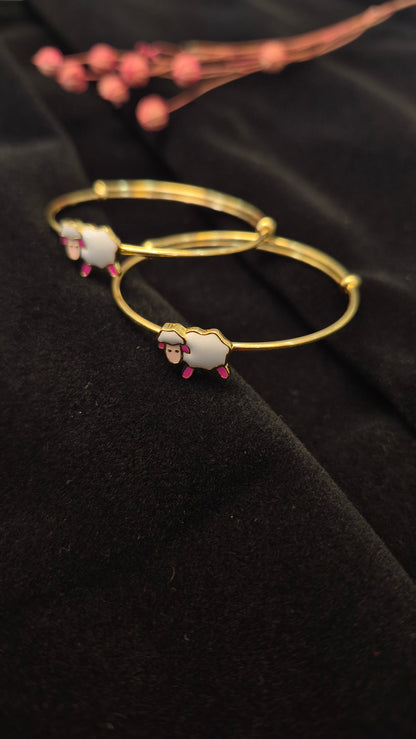 Baby sheep kada on gold polish
