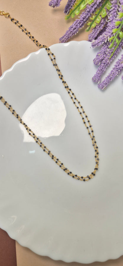 Black beads chain in 2 layer