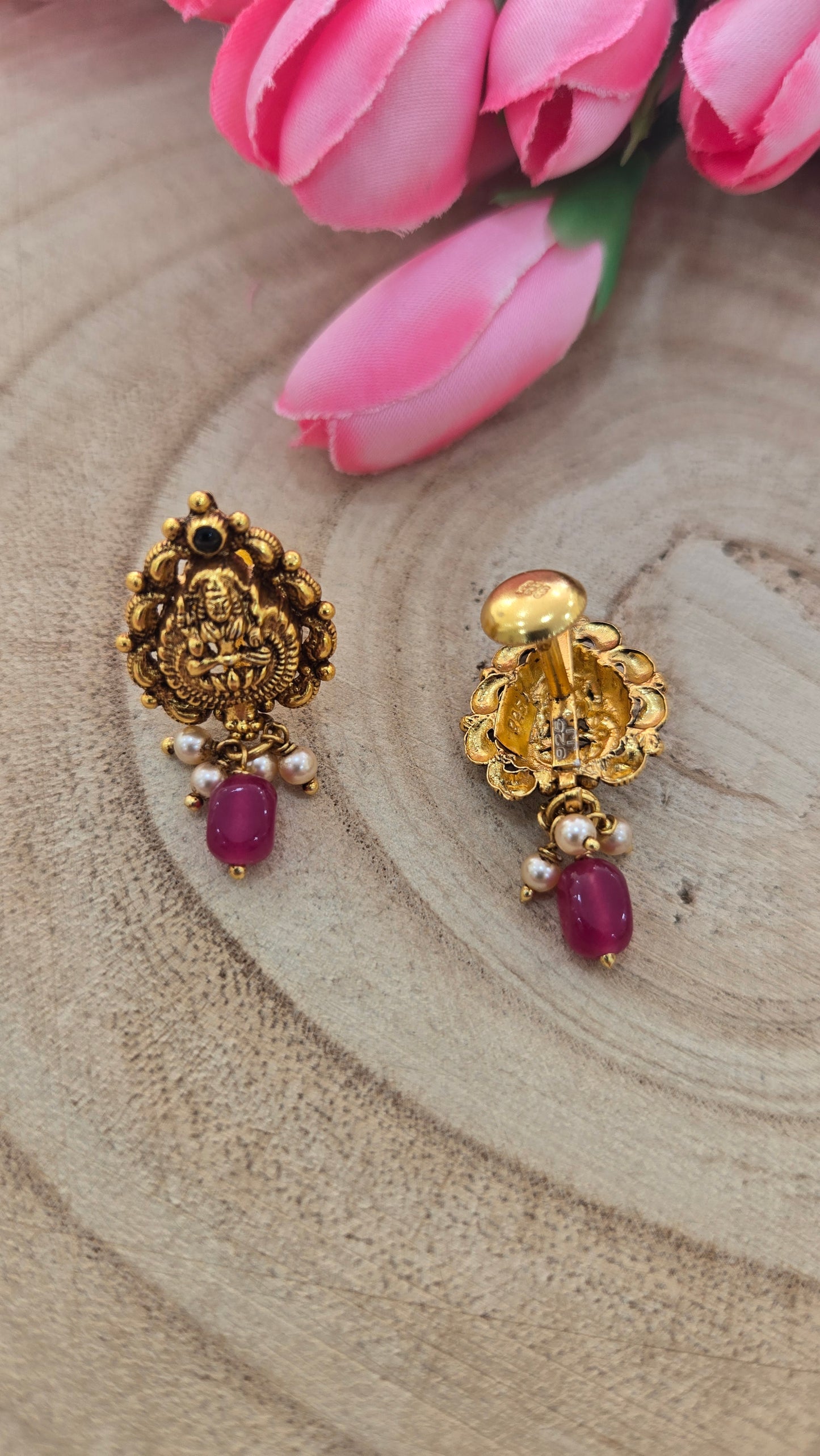 Lakshmi stud with Red drop