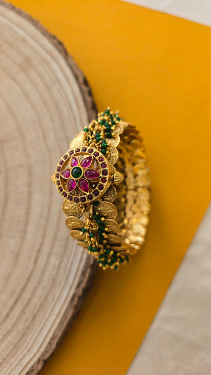 Kasu and kundan bangle contemporary style
