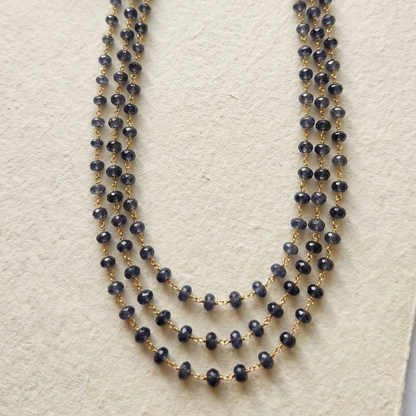 Iolite semi precious Beads chain 3 layer