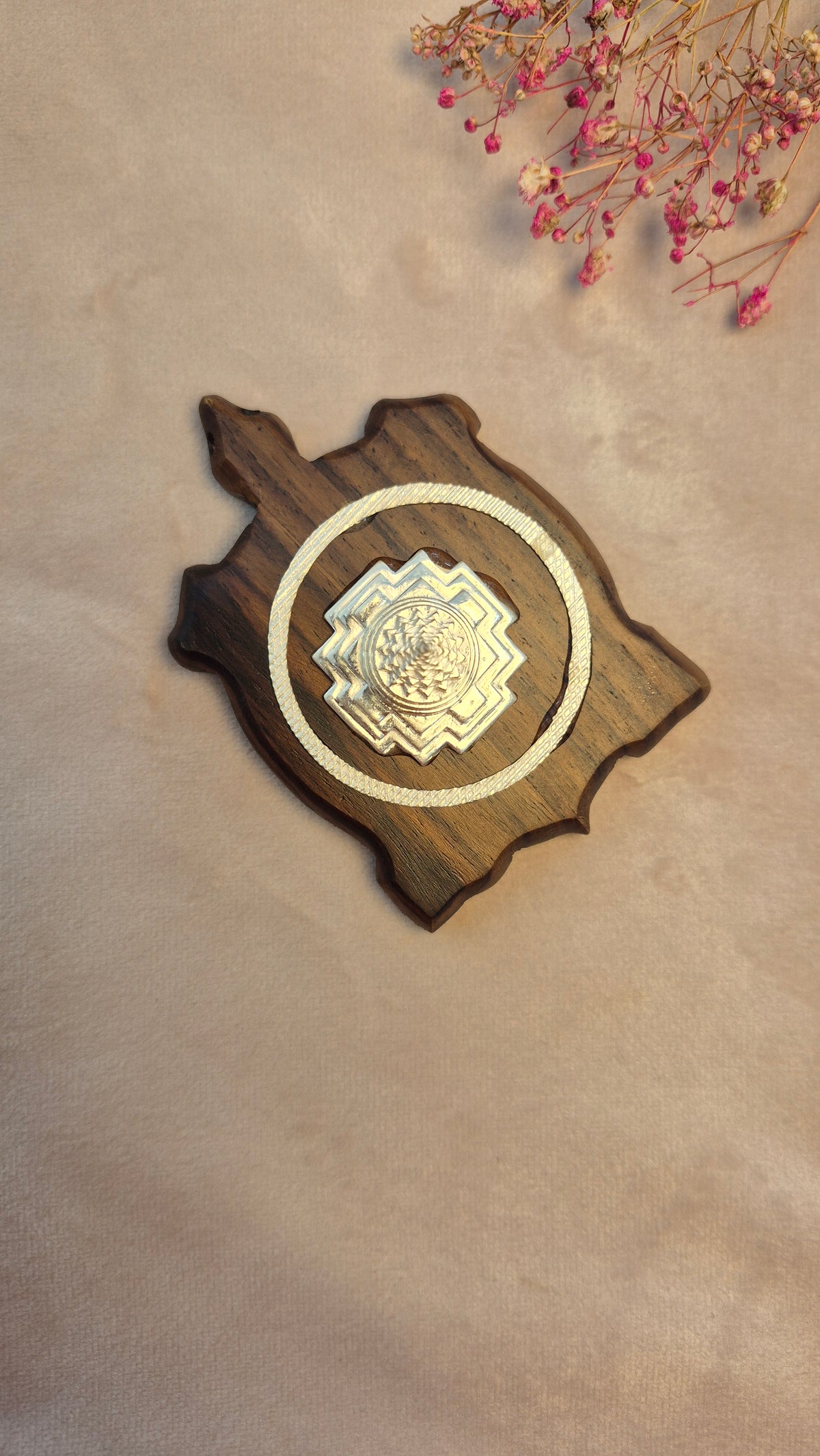 Shree Chakra on Rosewood tortoise petakam