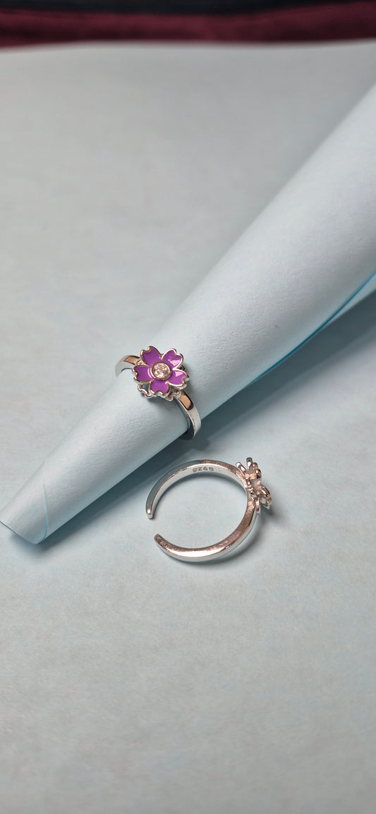 Purple enamel toe ring