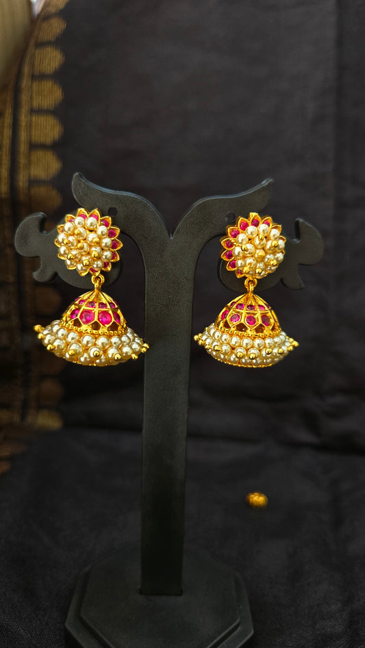 Traditional pearl jhumka