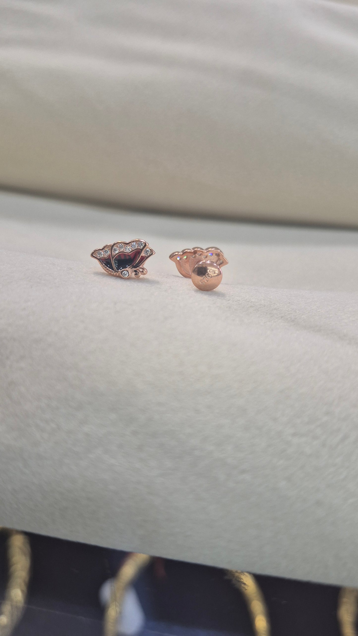 Maroon butterfly stud