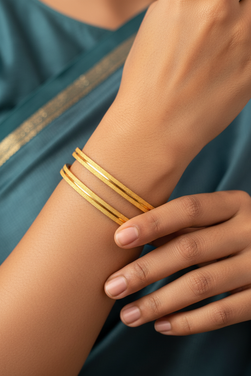 Plain single gold line bangles 2.2
