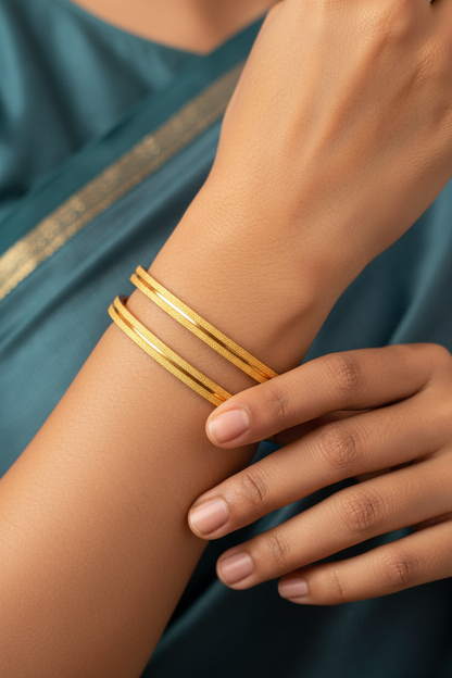 Plain single gold line bangles 2.2