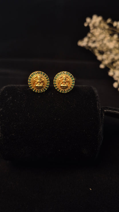 Green Stones lakshmi stud