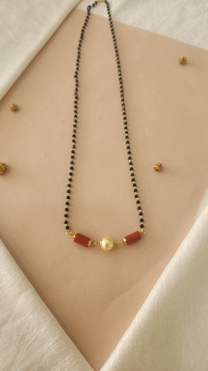 Mangalsutra chain with coral and pearl