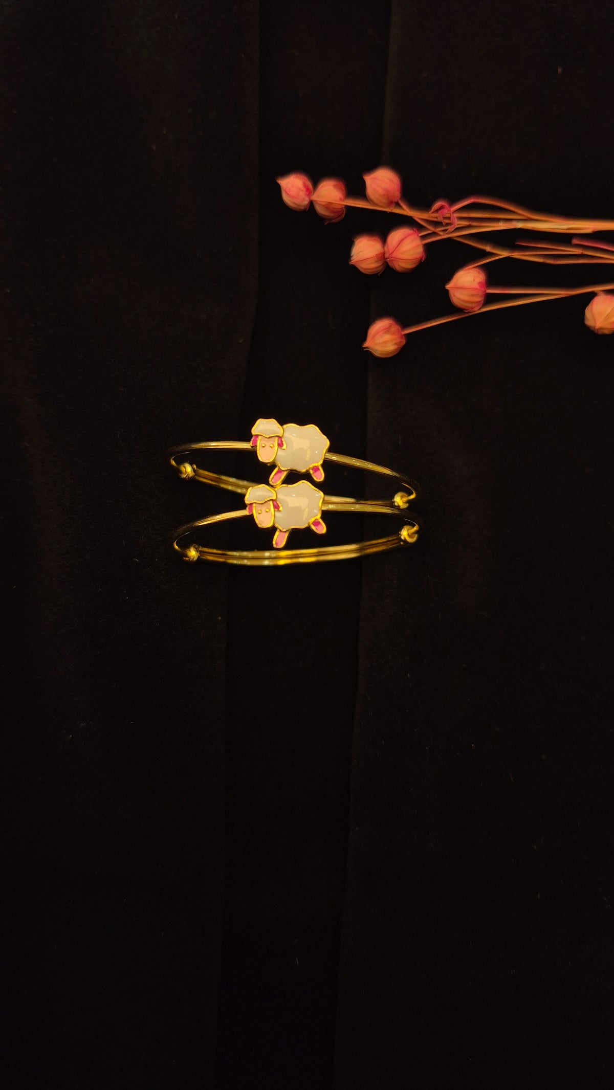 Baby sheep kada on gold polish